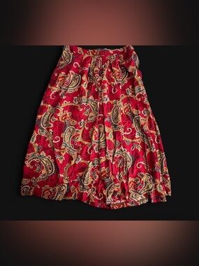 Red Paisley A-Line Skirt
